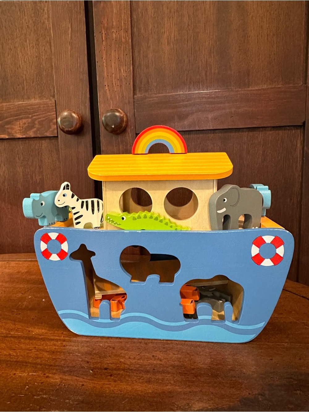 Wooden • Boat with animals • kids toy • so cute!